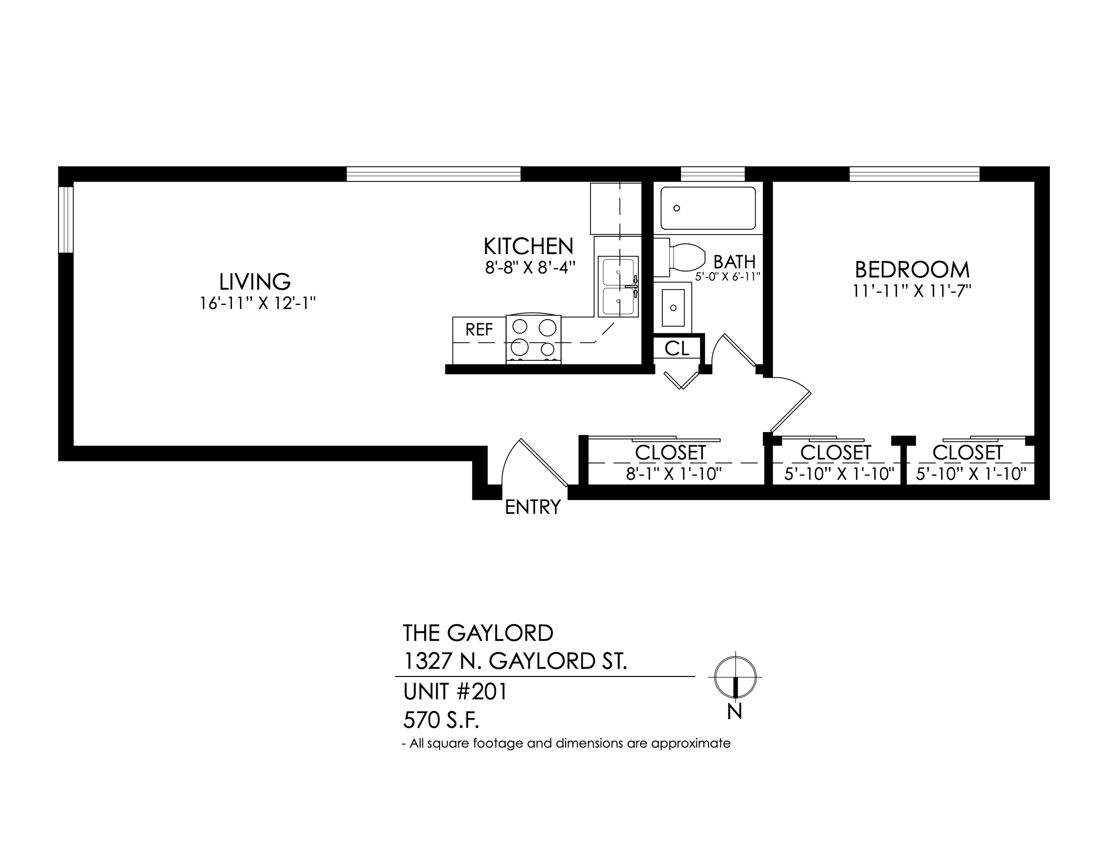 Floor plan for 1 bed, 1 bath
